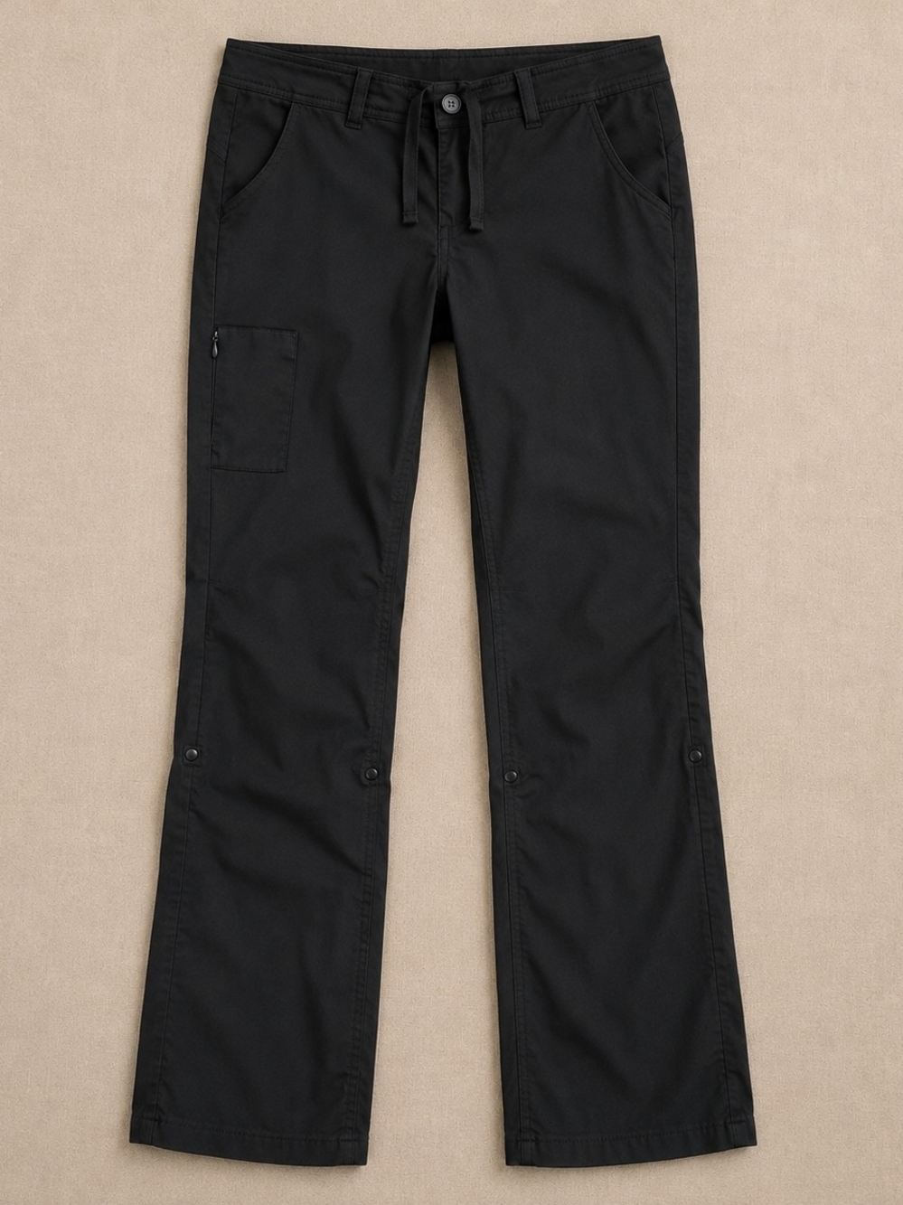 prAna Women's Converible Hiking Travel Pants Black Roll Tab Cargo Size 6